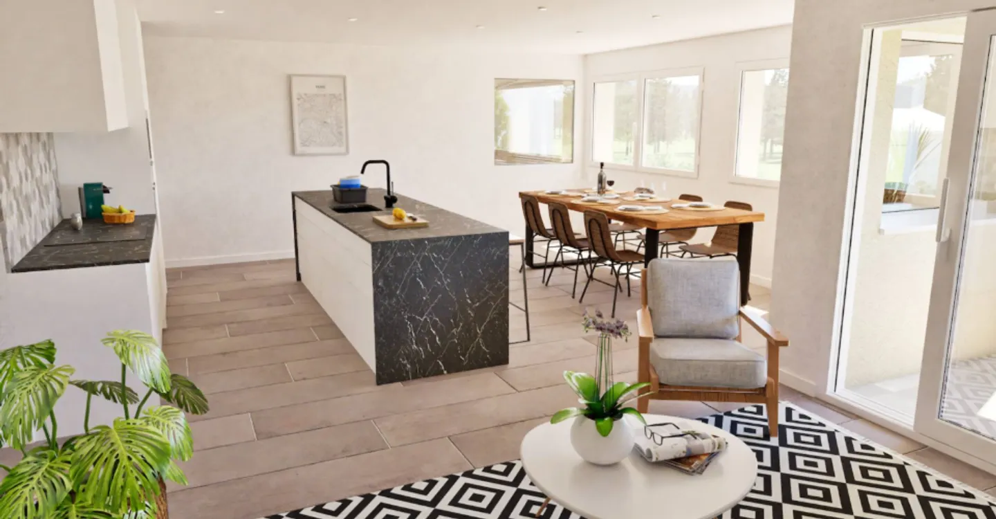 Wunderschöne neue 4½-Zimmer-Wohnung im oberen Erdgeschoss mit 2 Balkonen, privatem Garten und freiem Blick - Foto 3 von 9