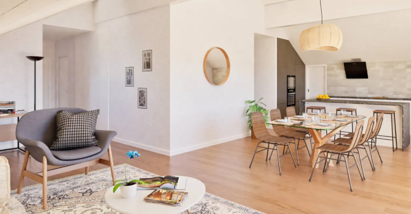 Wunderschöne neue Dachgeschosswohnung mit 4½ im Dachgeschoss mit Balkon und freiem Blick - Foto 3 von 9