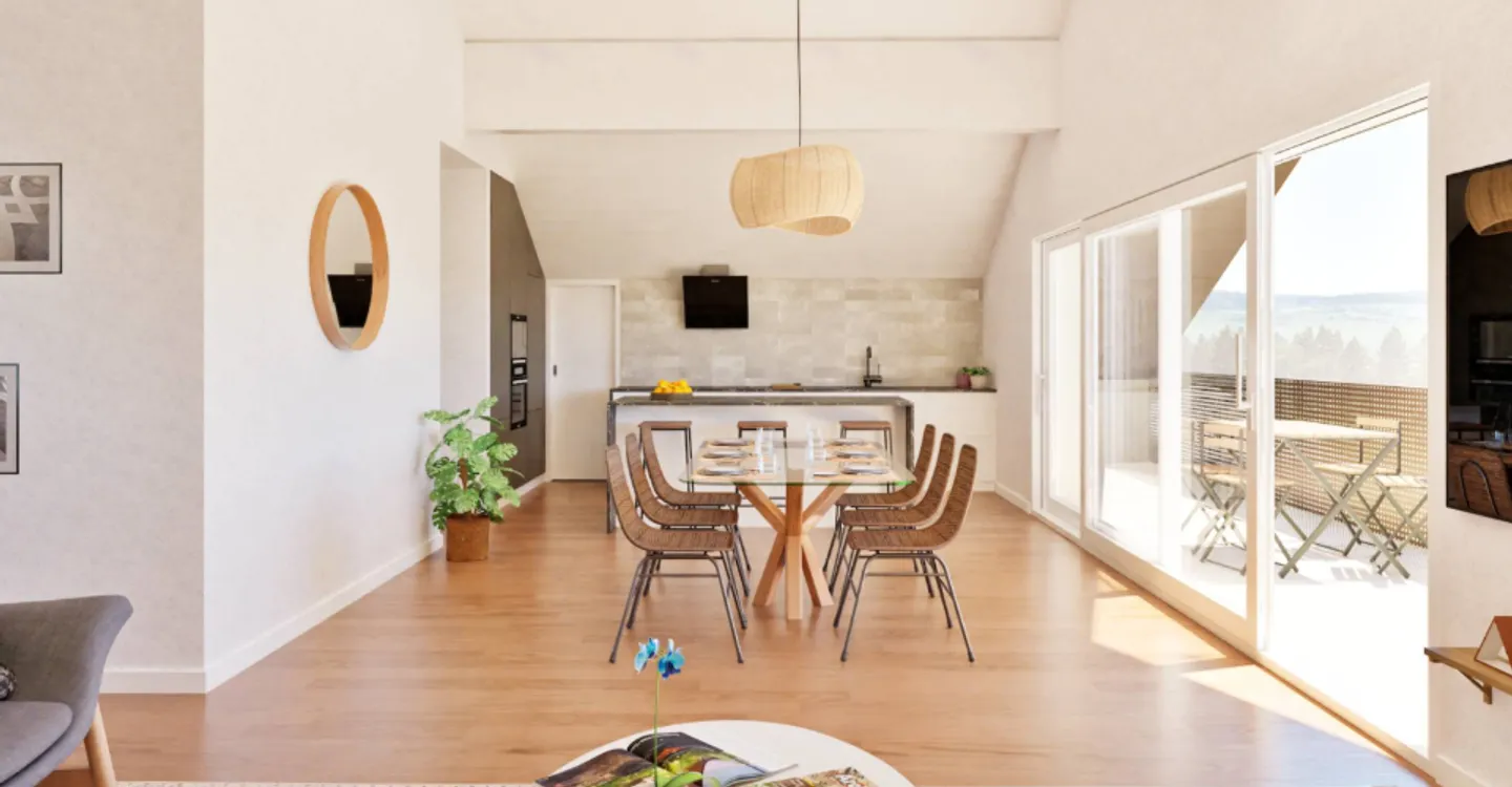Wunderschöne neue Dachgeschosswohnung mit 4½ im Dachgeschoss mit Balkon und freiem Blick - Foto 4 von 9