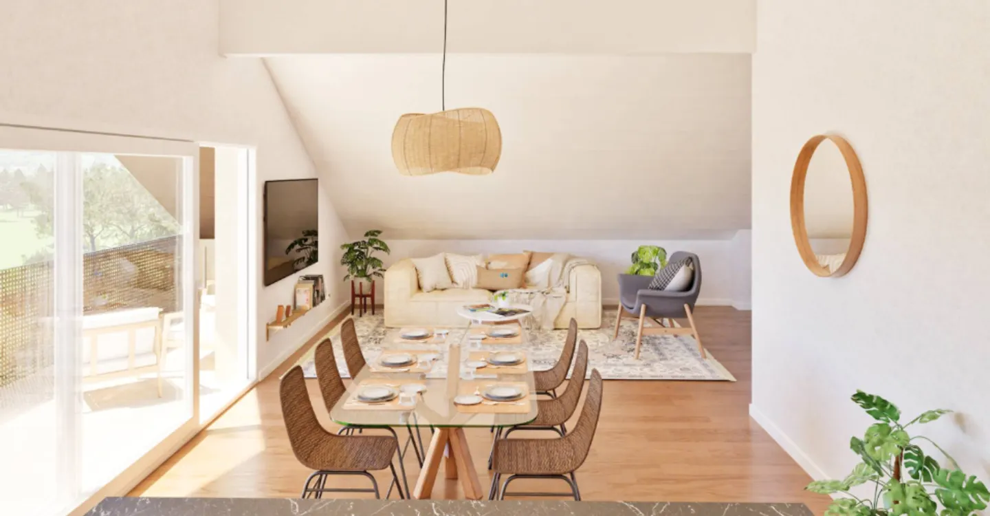 Wunderschöne neue Dachgeschosswohnung mit 4½ im Dachgeschoss mit Balkon und freiem Blick - Foto 5 von 9