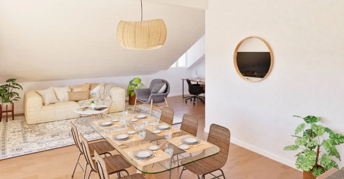 Wunderschöne neue Dachgeschosswohnung mit 4½ im Dachgeschoss mit Balkon und freiem Blick - Foto 6 von 9