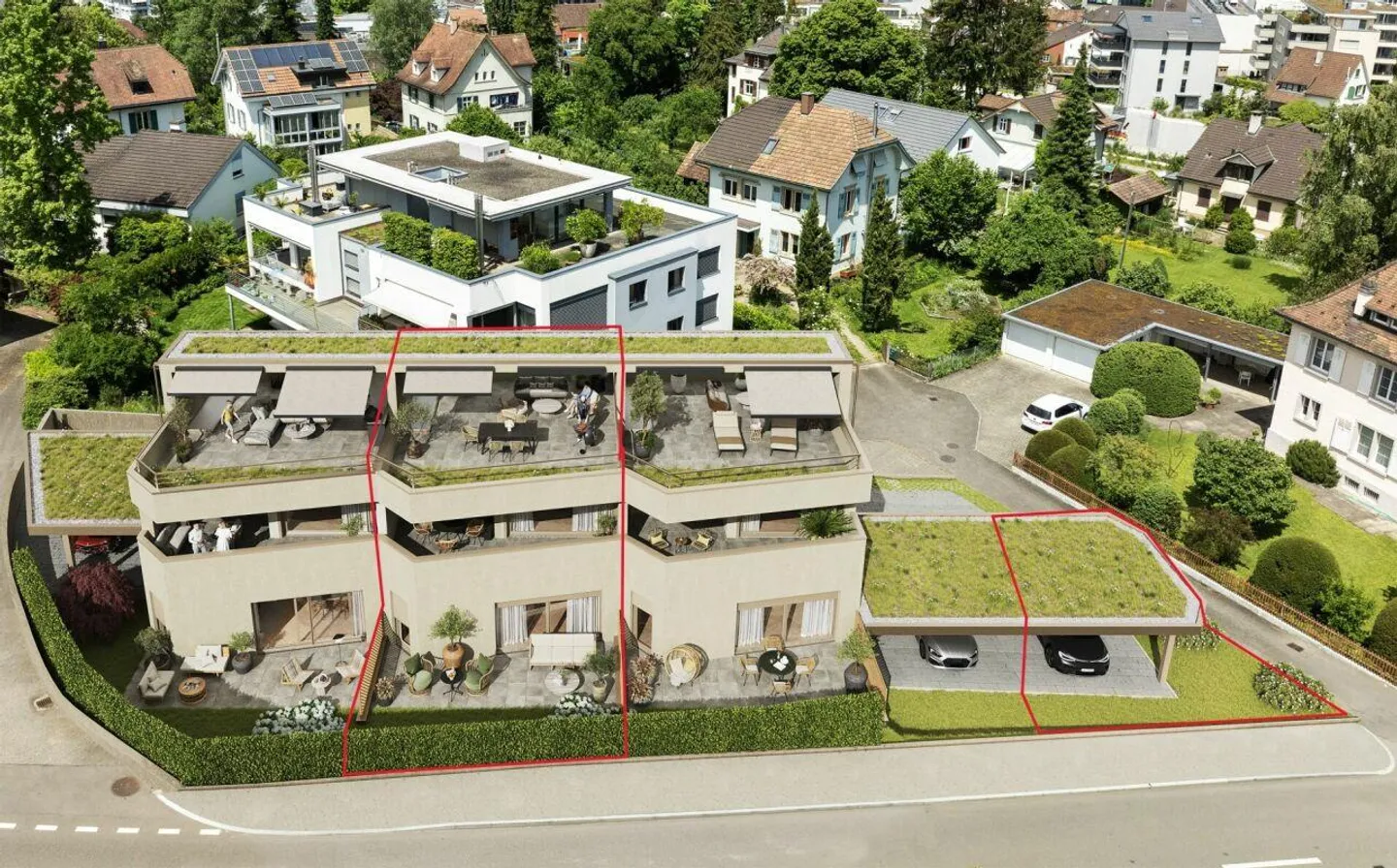 New construction - 4.5 room row middle house including double carport in exclusive... - Photo 1 of 7