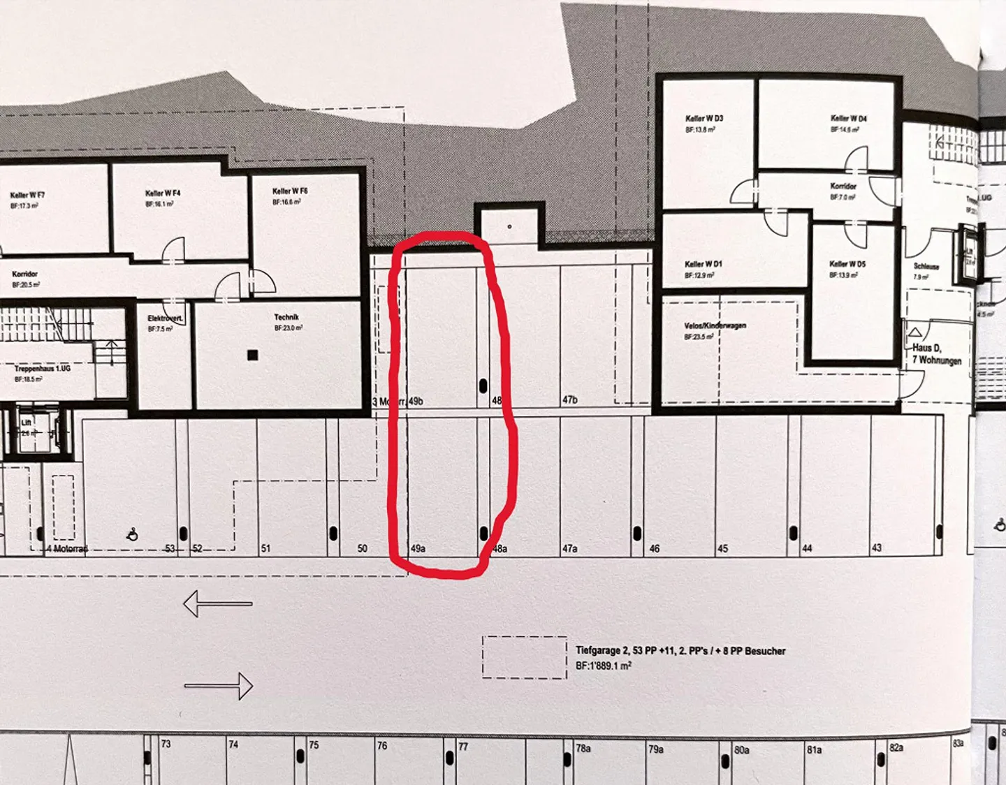 Underground parking space 49 a (or double space 49a+49b) for rent - Photo 4 of 4