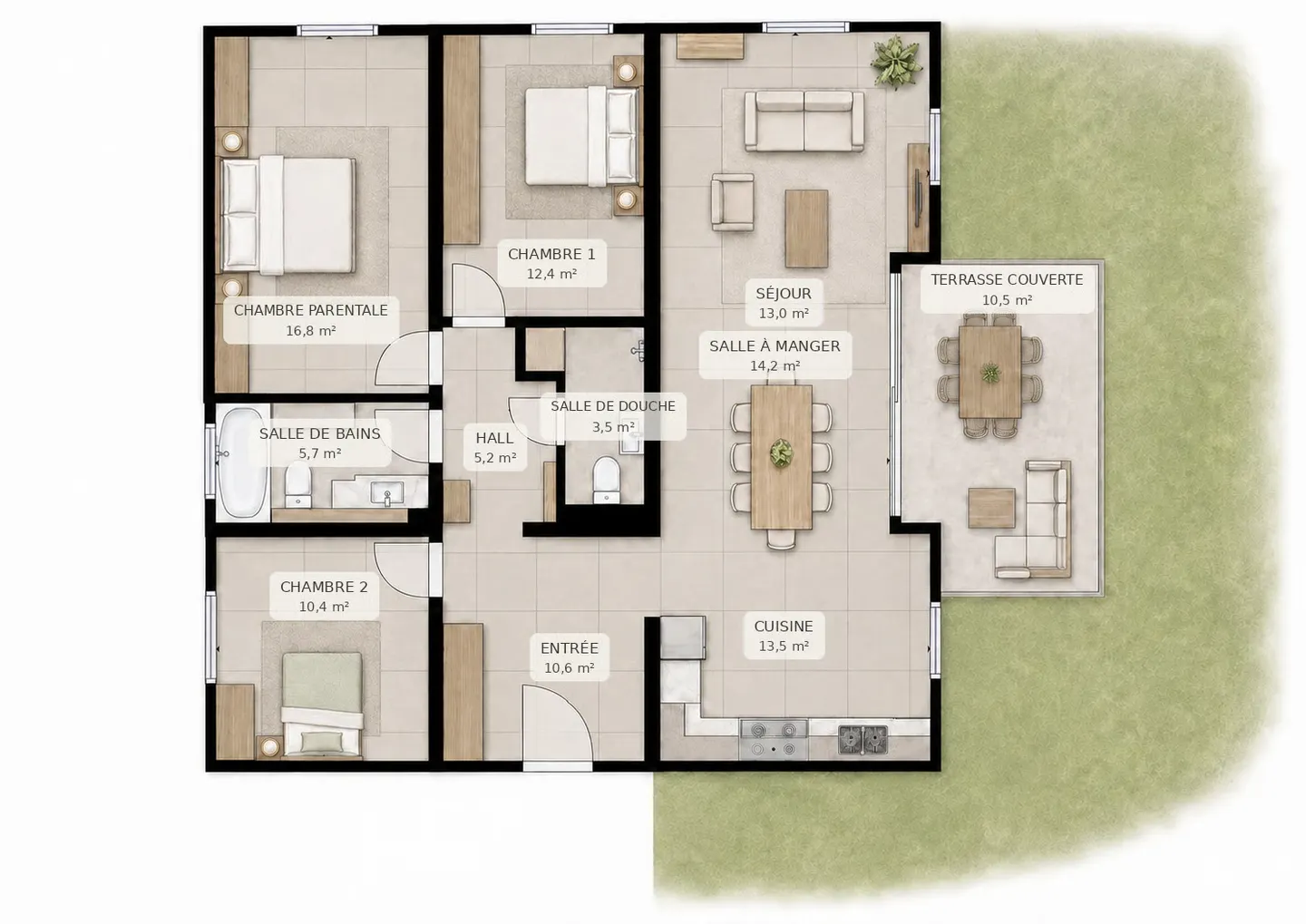 Helle 4,5-Zimmer-Wohnung mit Garten in Léchelles - Foto 14 von 14