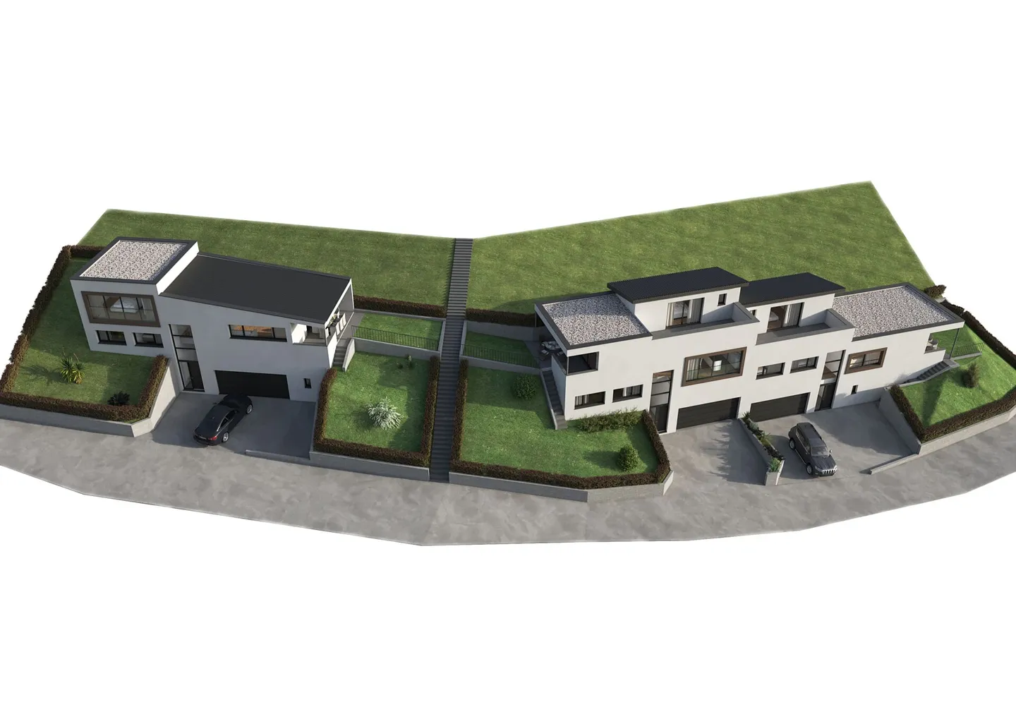 BAULAND VON 1.053m² MIT GENEHMIGTEM PROJEKT FÜR ZWEI EINFAMILIENHÄUSER - Foto 2 von 2