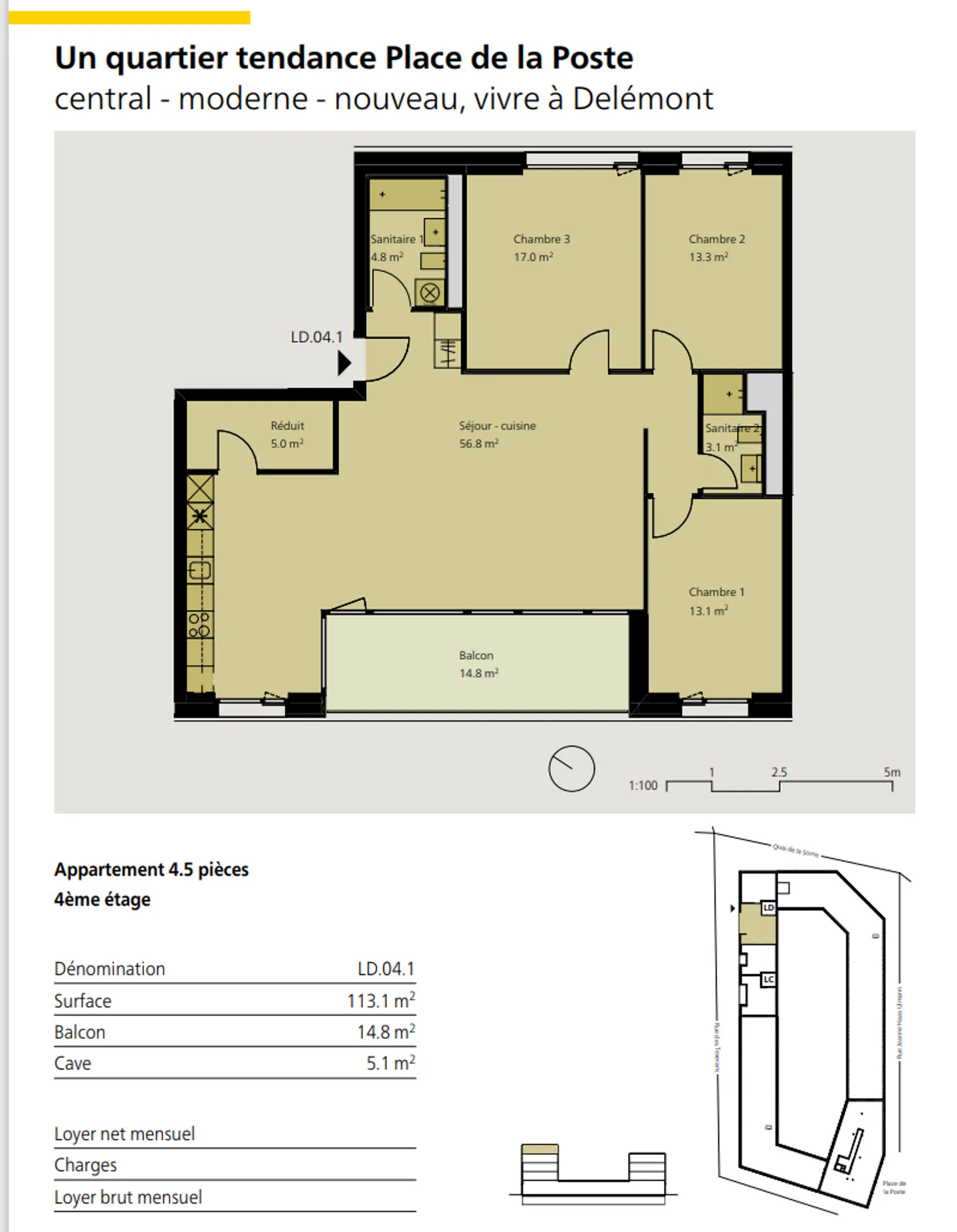 Appartement de 4.5 pces à louer à Delémont - Photo 2 sur 8