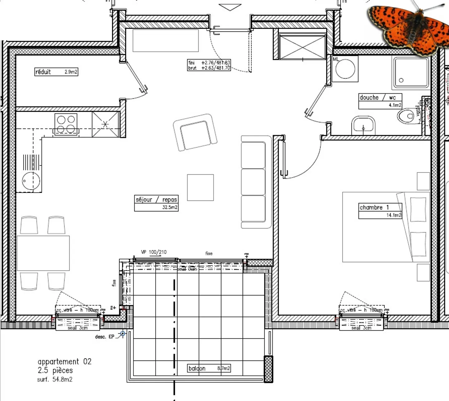 2 ½ ZIMMER - Mit einer Terrasse - Foto 9 von 9