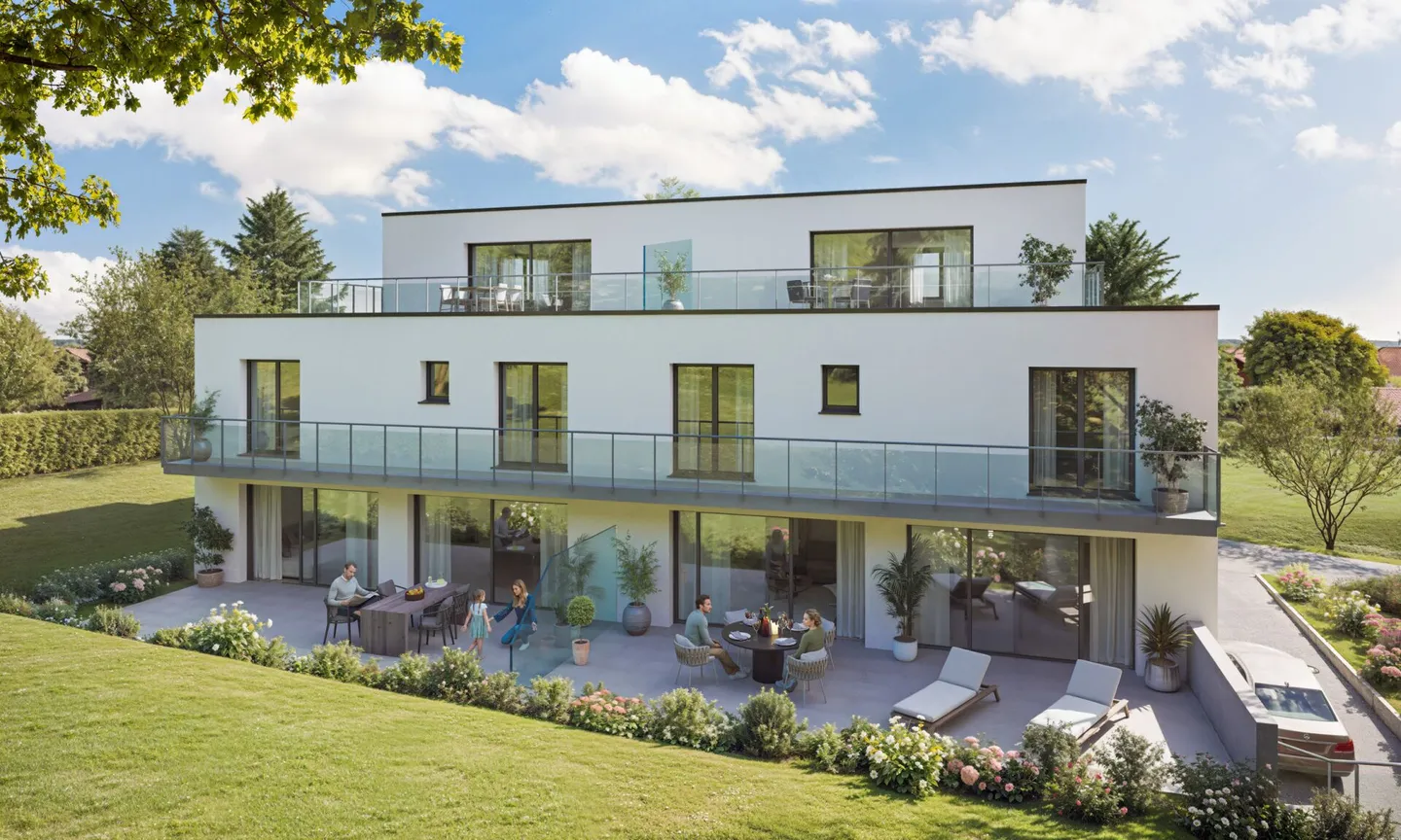 Modernes Doppelhaus in Gampelen - Foto 1 von 8