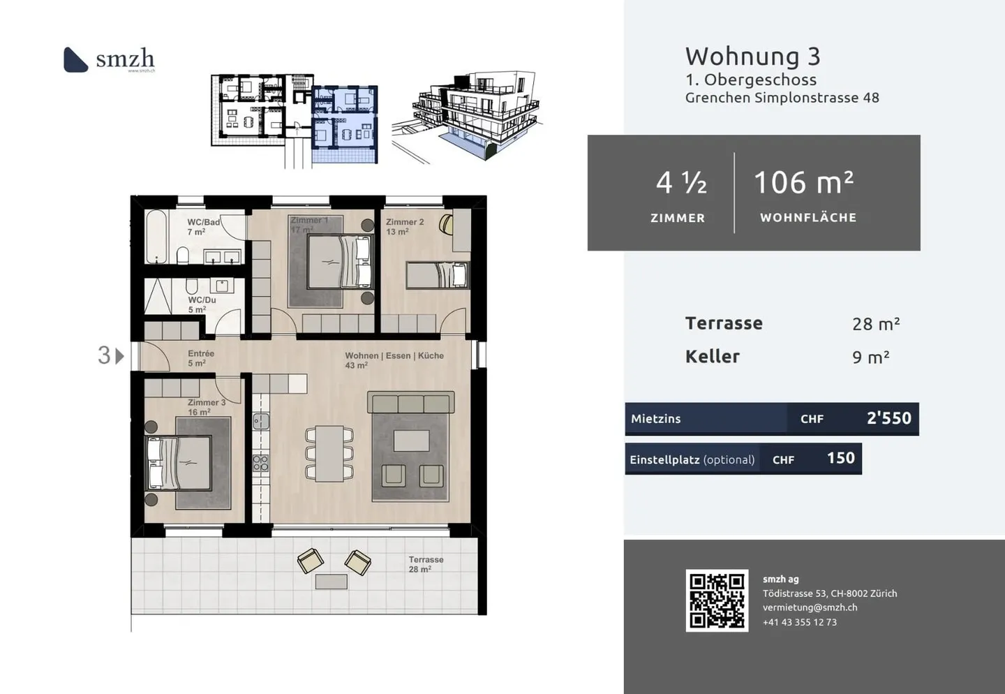 Moderno appartamento 4.5 locali con terrazza a Grenchen - Foto 2 di 13