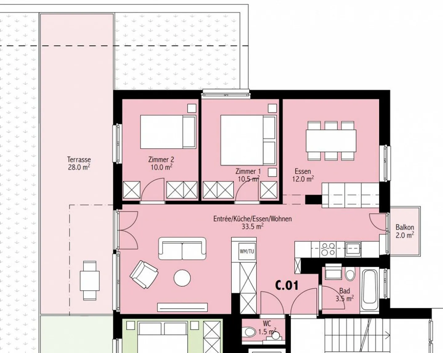 Modernes Apartment mit grosser Terrasse - Foto 10 von 11