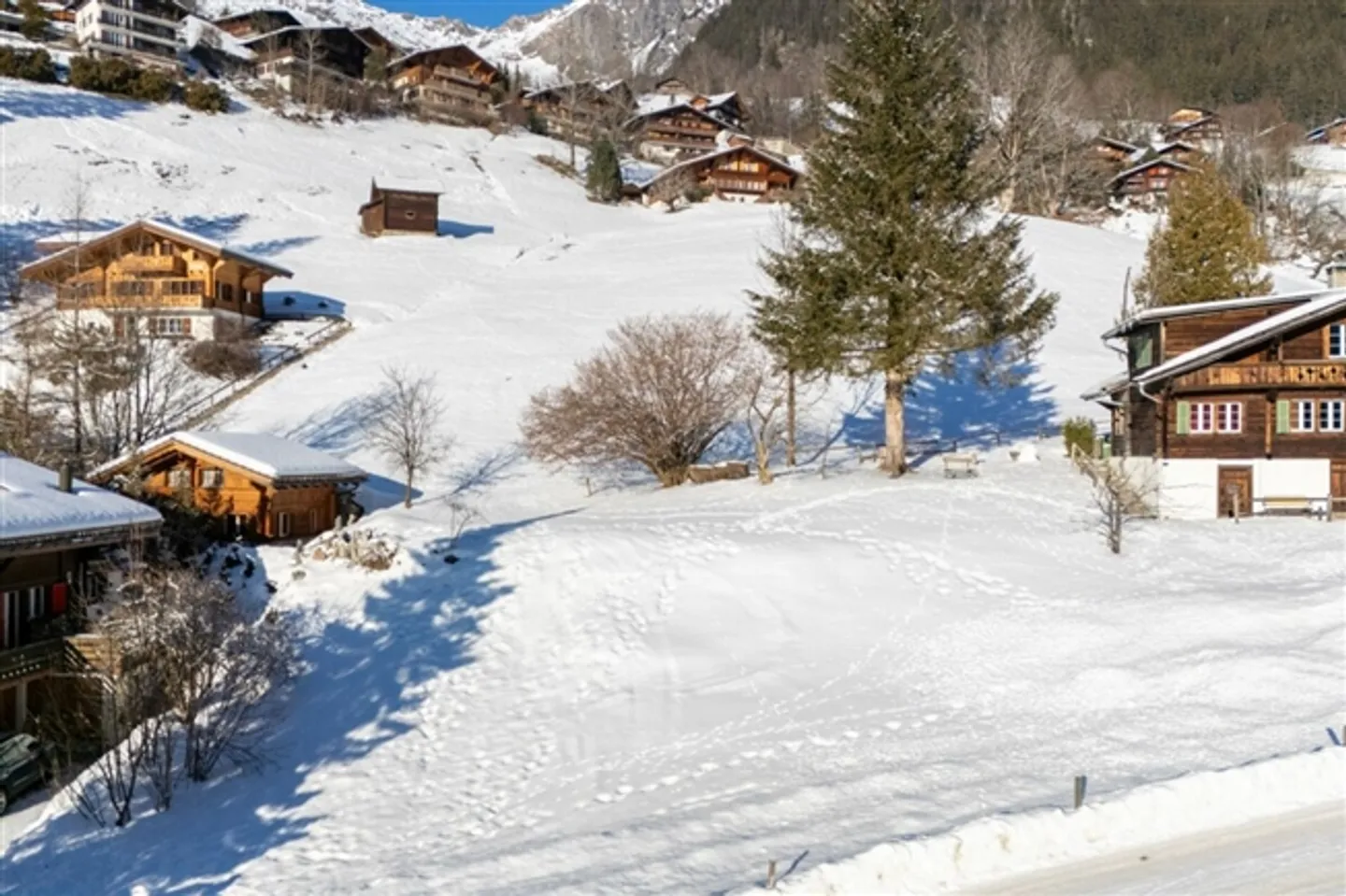 Terrain de construction exclusif dans le meilleur emplacement ensoleillé à Grindelwald - Vivre avec vue panoramique, idéal pour une maison unifamiliale ou bifamiliale - Photo 7 sur 16