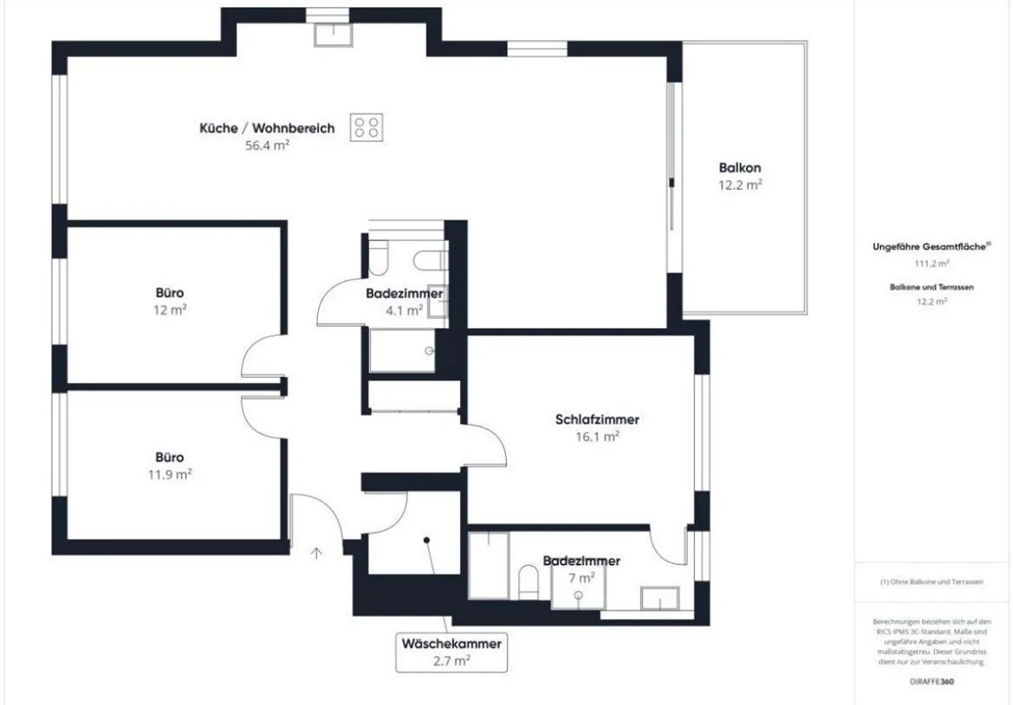 Moderne 4.5-Zimmer-Wohnung mit Balkon - Foto 4 von 12