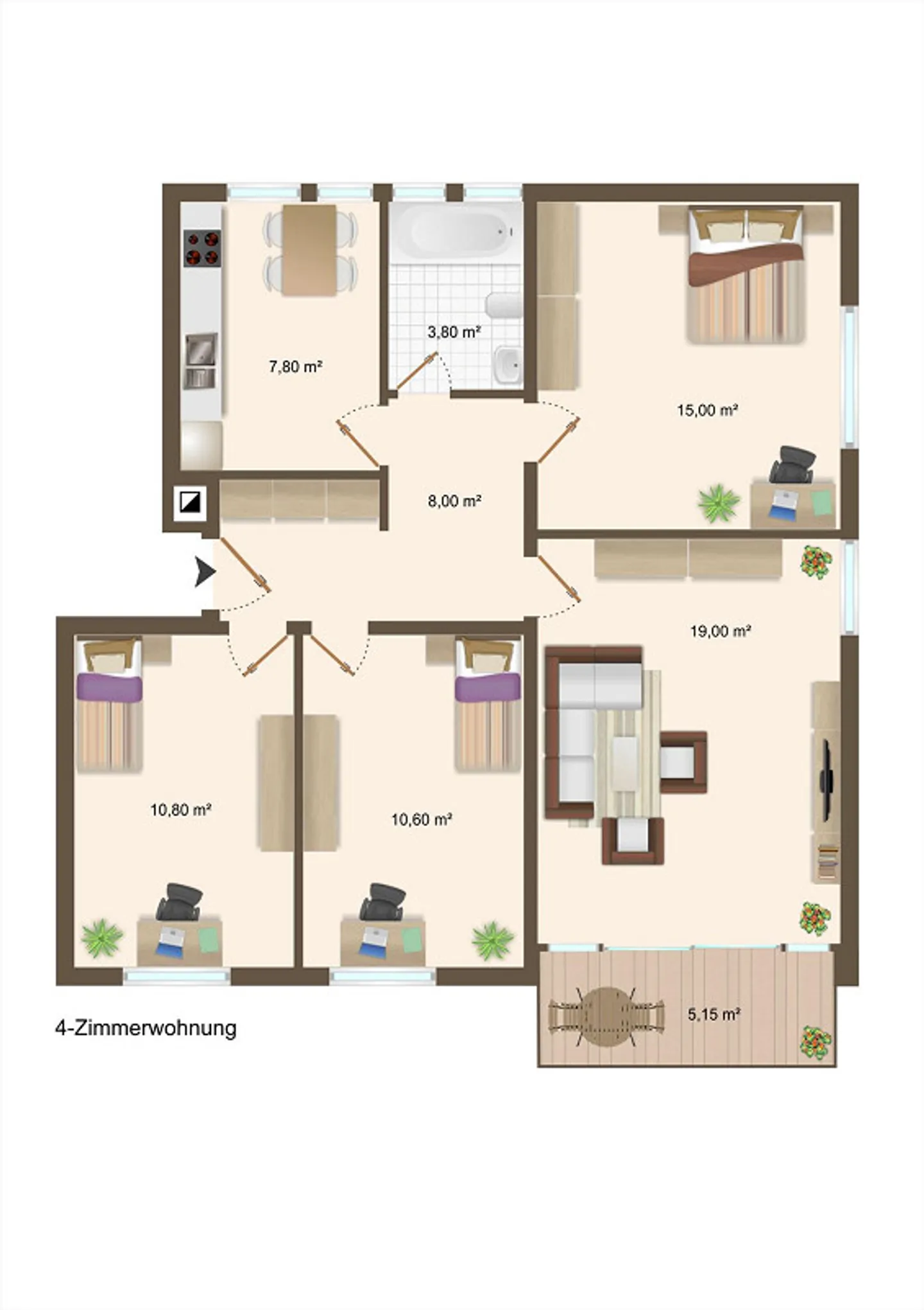 Piccolo appartamento di 4 stanze con balcone - Foto 9 di 9