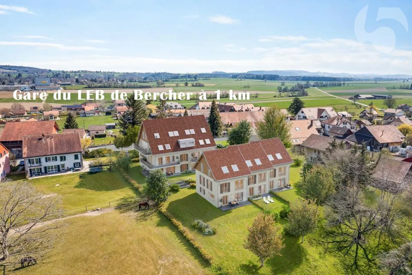 Verkauf nach Plan - Los 2 - A Rueyres, 3,5-Zimmer-Wohnung mit Südwestausrichtung und Eckgarten, 1 km von Bercher und dem LEB-Bahnhof - Foto 6 von 9