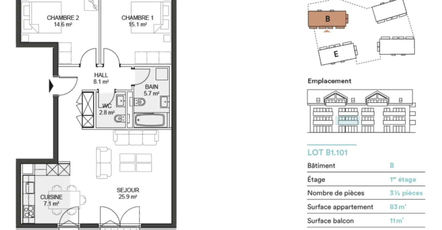 New 3.5-room apartment on the garden level with terrace. - Photo 7 of 7