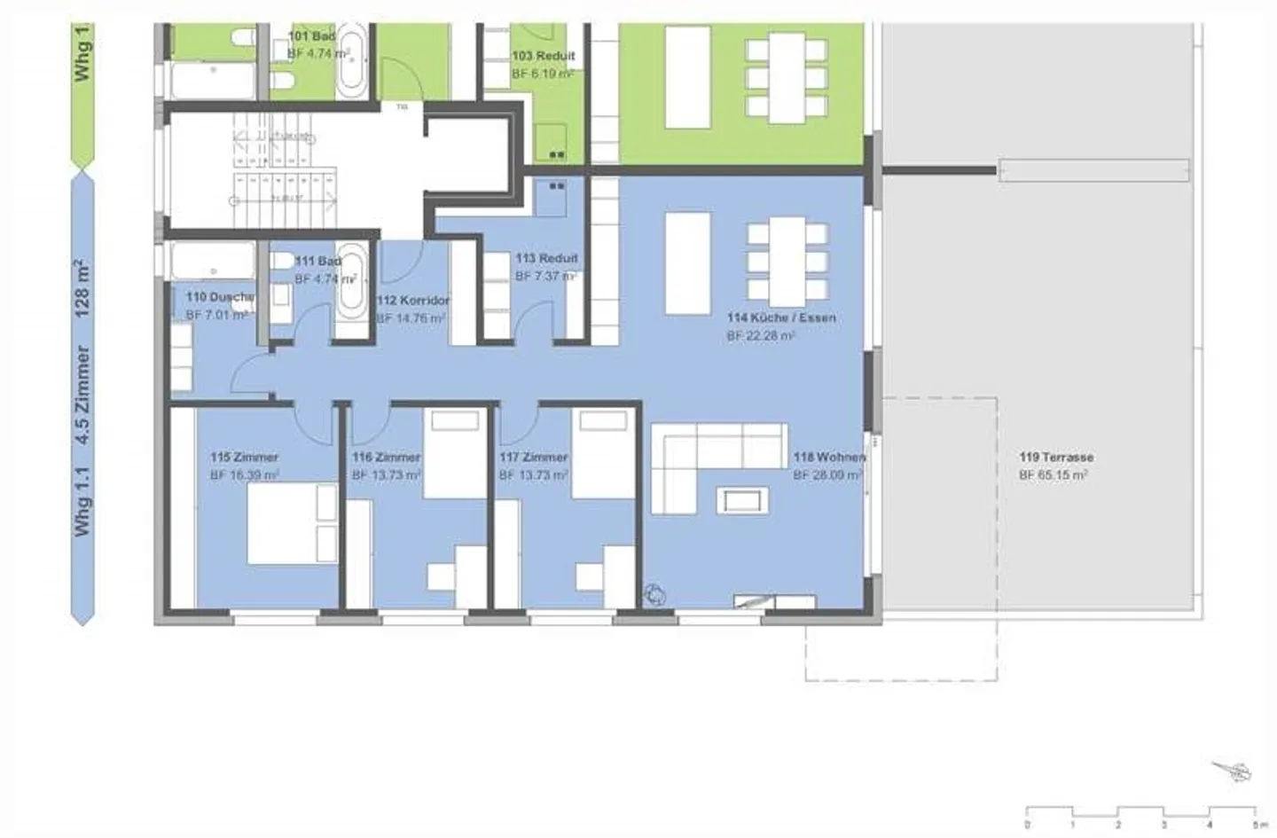 4,5 pièces (128m2) avec terrasse et belle vue - Photo 24 sur 24