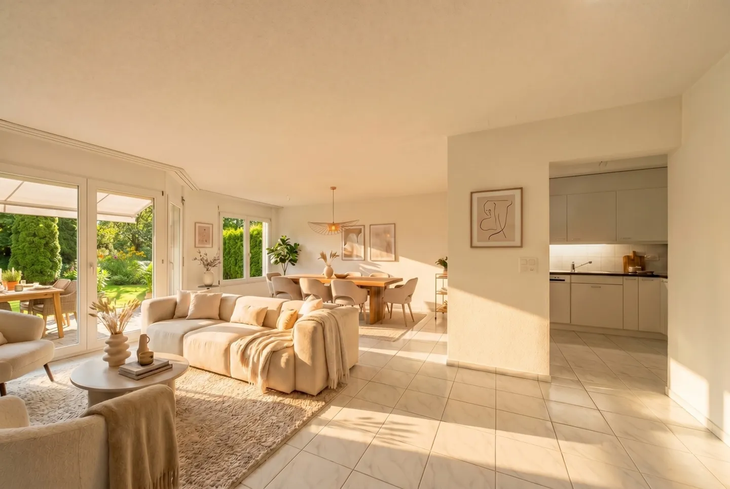 Charmant appartement de 3,5 pièces avec terrasse de jardin et jardin privé à Samstagern - Photo 5 sur 11