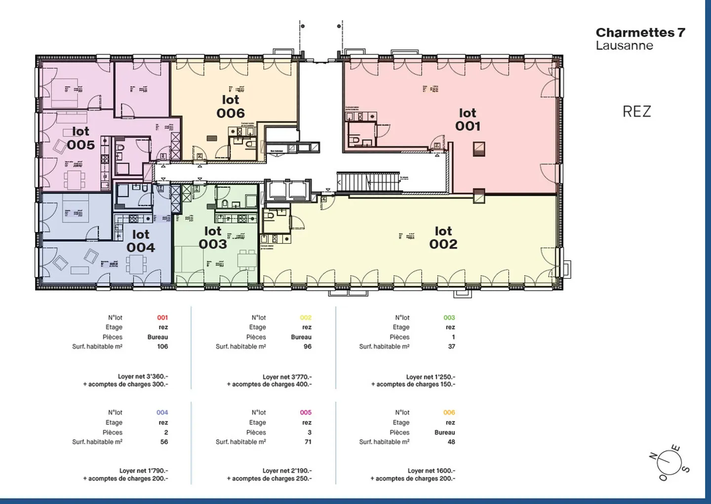 7 renovierte Büros zu vermieten, von 32m2 bis 119m2, im Herzen von Lausanne - Foto 2 von 6