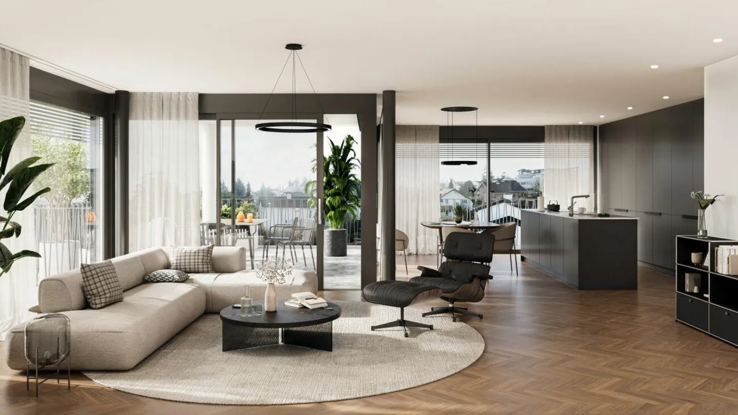 Appartement de 5,5 pièces baigné de lumière avec vue panoramique - BRICKYARD OBERWIL - Photo 1 sur 6