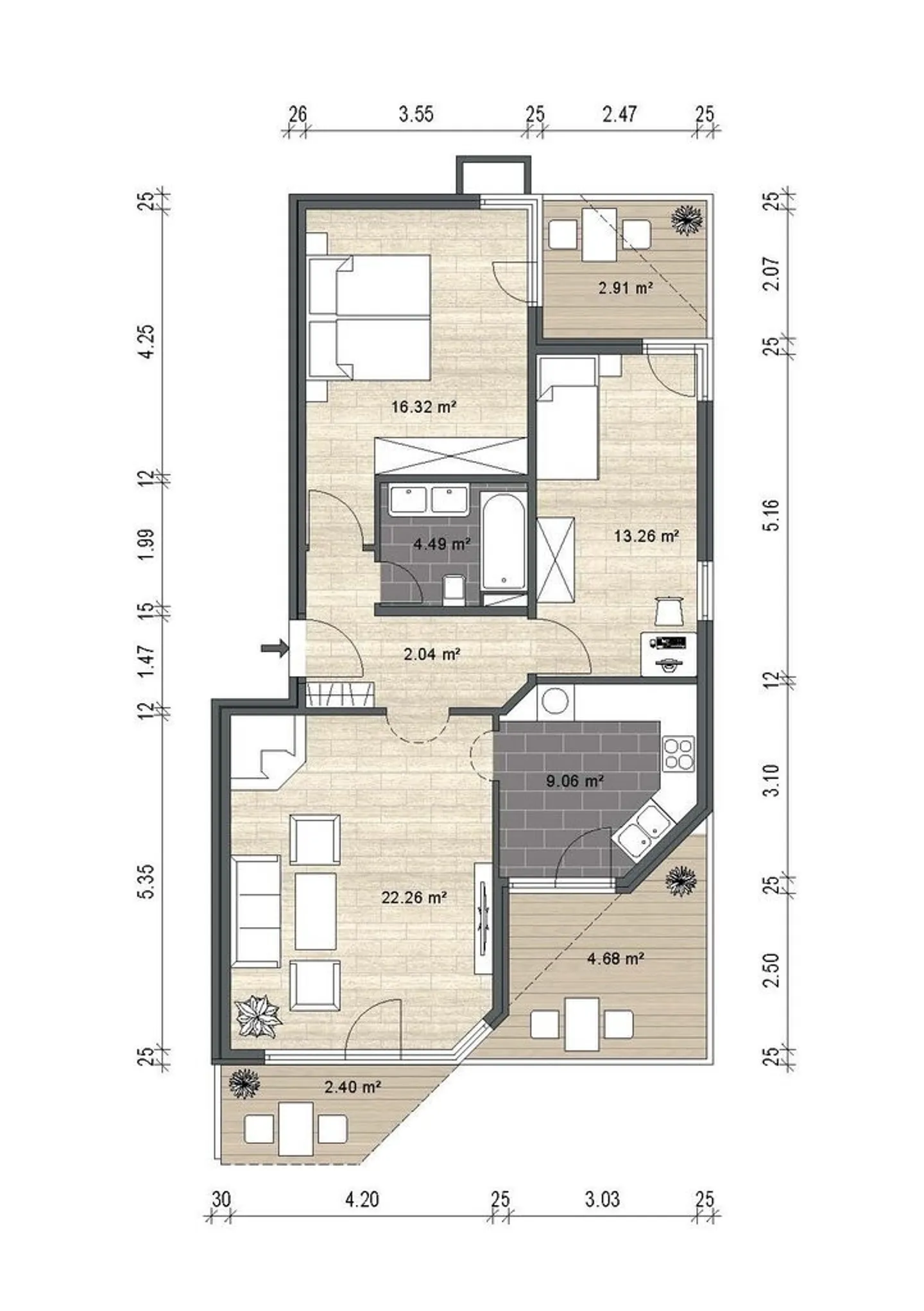 Sunny 3.5-room ground floor apartment in Sagogn - Photo 11 of 12