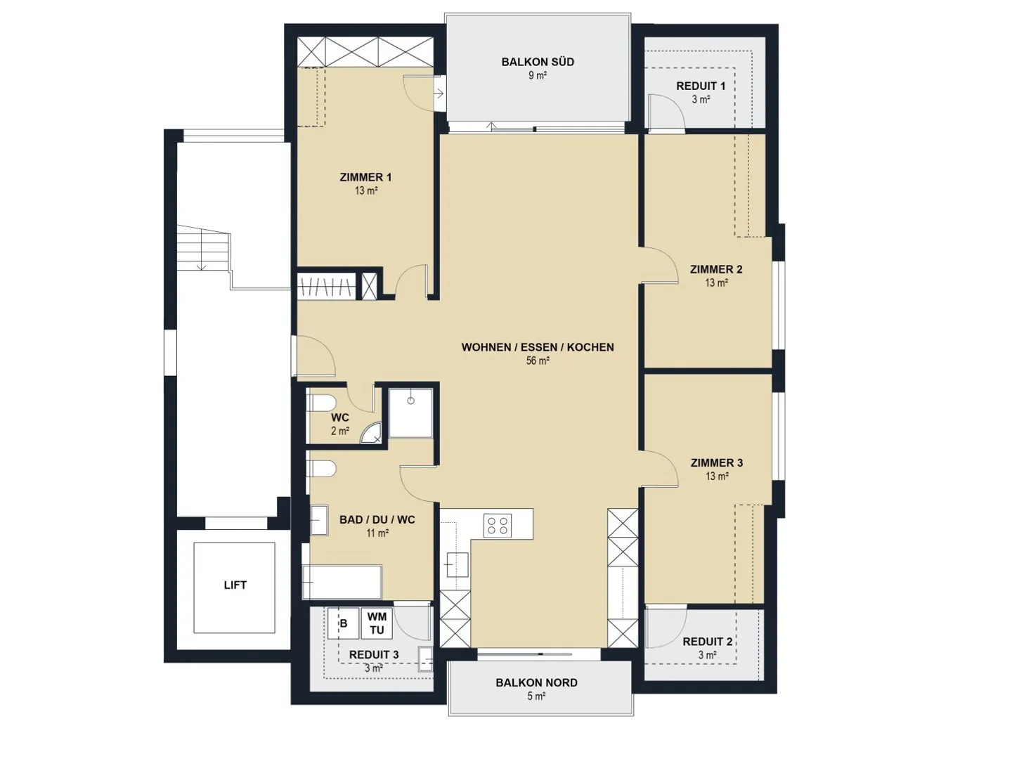 Annonce : Appartement penthouse central de 4,5 pièces avec deux balcons - Photo 5 sur 6