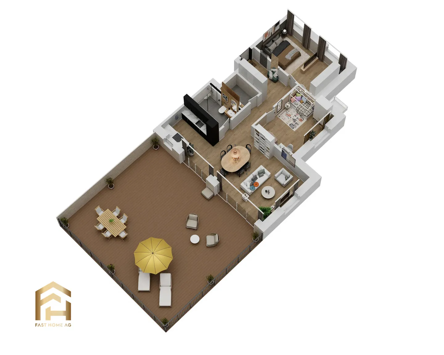Modernes Attikawohnung mit Terrasse - Foto 4 von 9