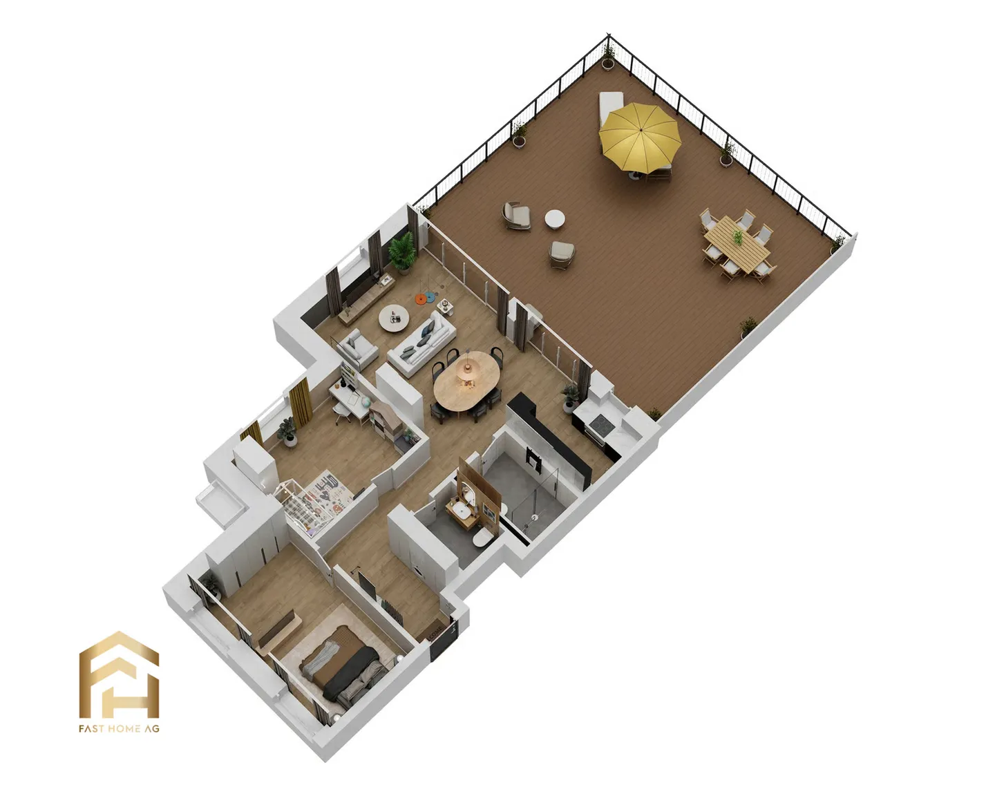 Modernes Attikawohnung mit Terrasse - Foto 6 von 9