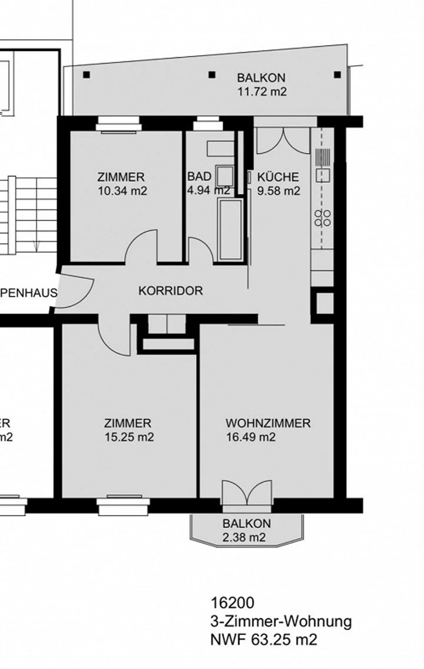 Appartement 3 pièces partiellement meublé, 01.02. - 31.12.2026 - Photo 7 sur 7