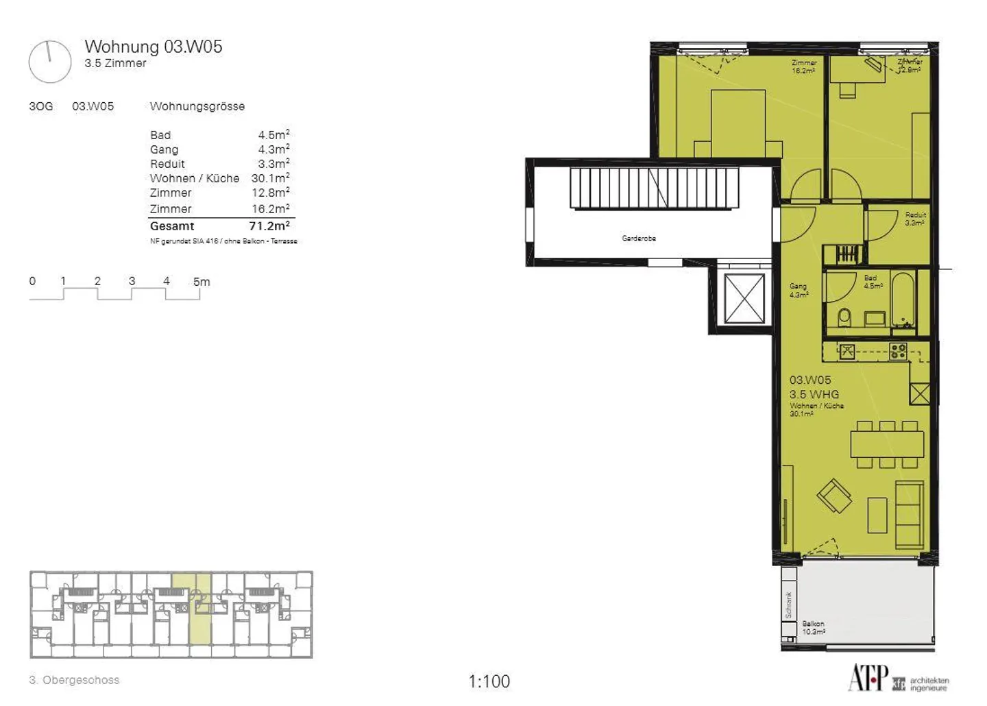 Sonnige 3.5 Zimmerwohnung - Foto 6 von 6
