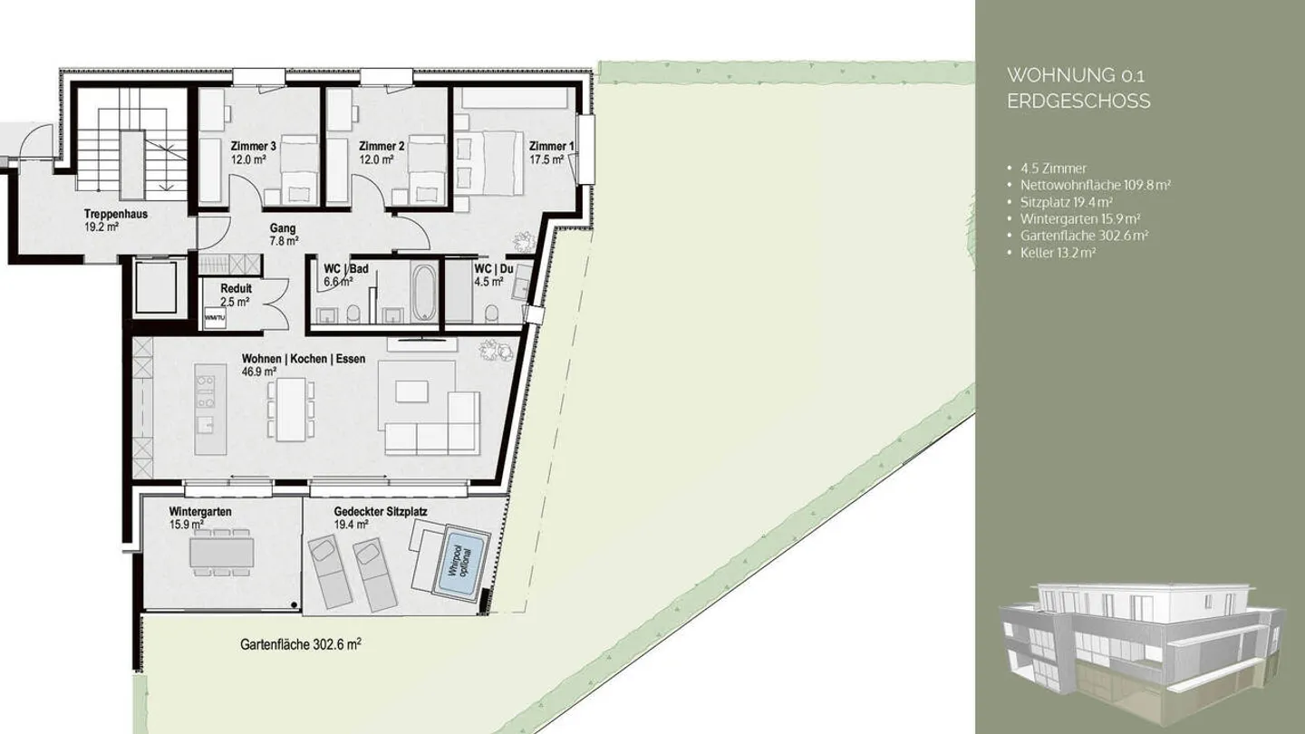 Luxuswohnung mit Garten - Foto 7 von 8