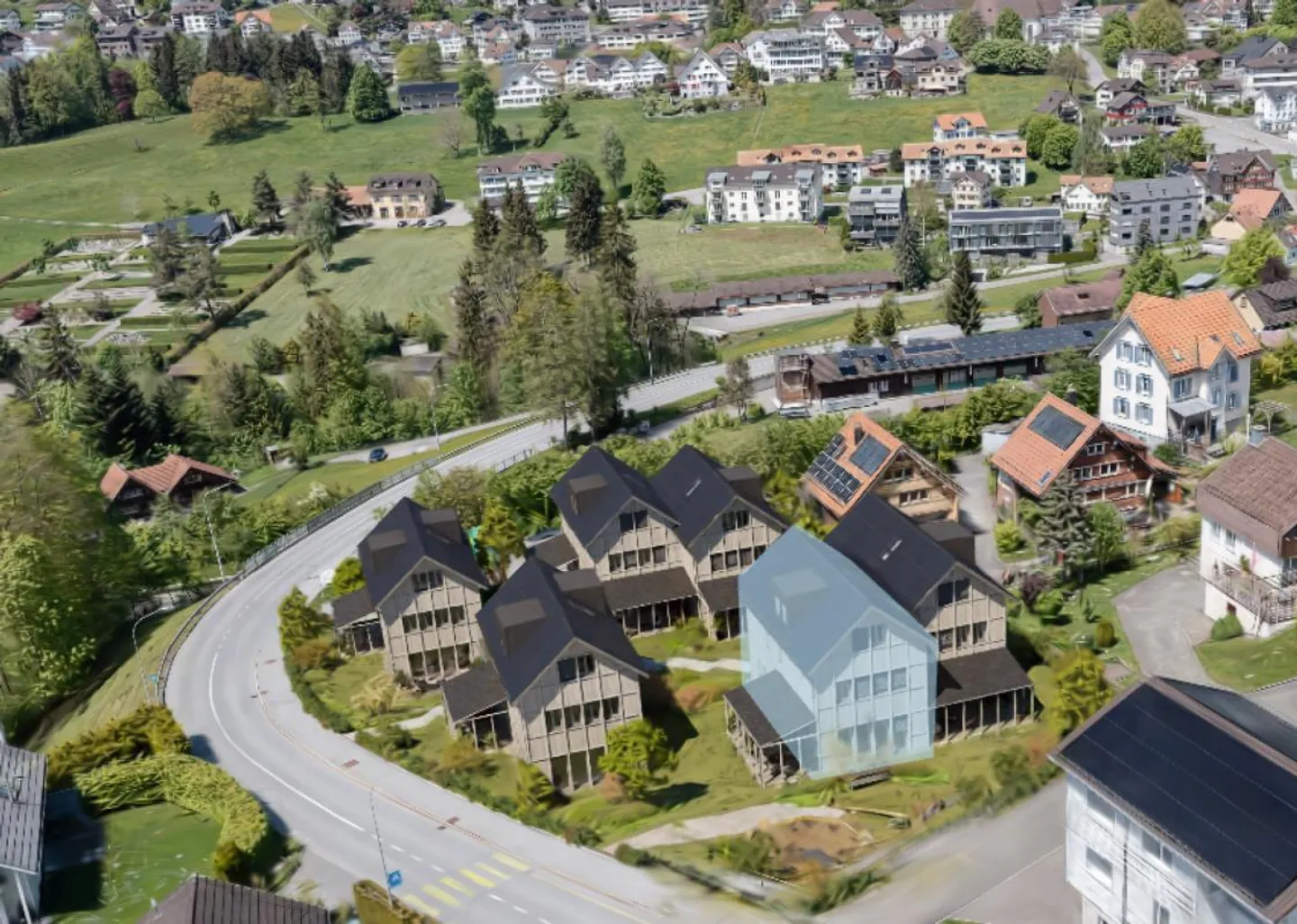 NOUVEAU : Maison familiale jumelée de 6,5 pièces avec trois étages dans le quartier familial « Bächli » Teufen (Maison E) - Photo 1 sur 14
