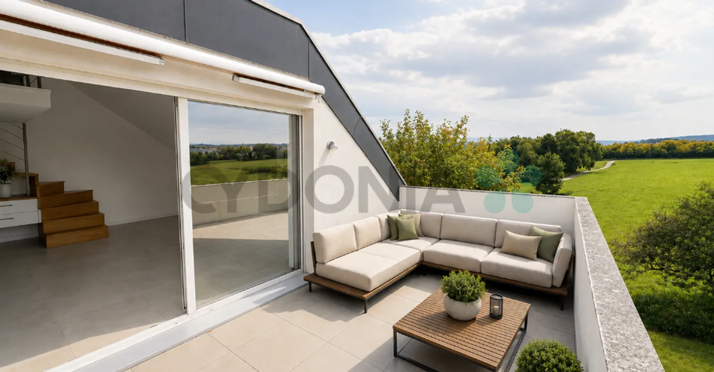 Duplex-Penthouse mit 3,5 Zimmern, Terrasse und Balkon in Perly - Foto 9 von 12