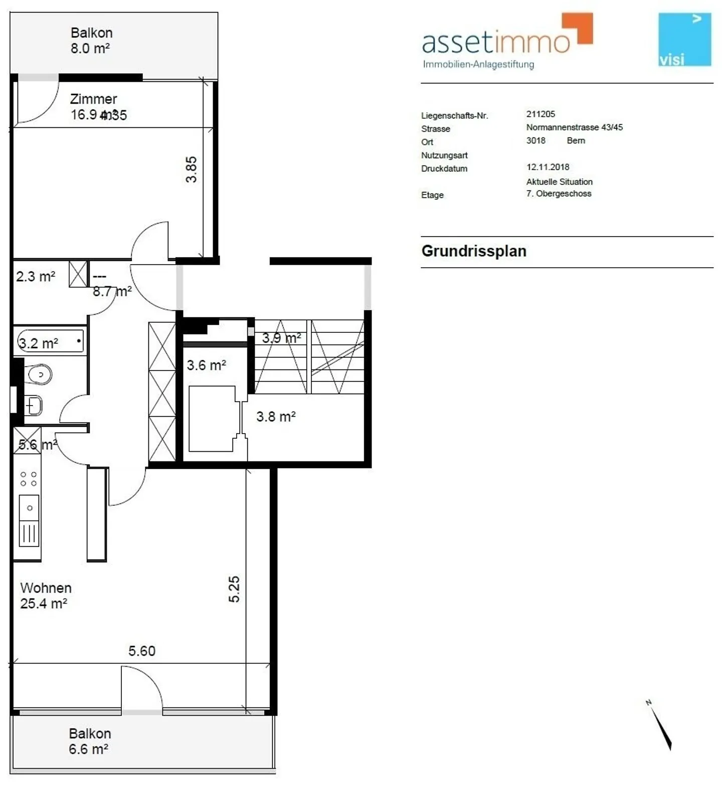 Appartement de 2.5 pièces de 62 m² au 7ème étage avec balcon - Photo 9 sur 9