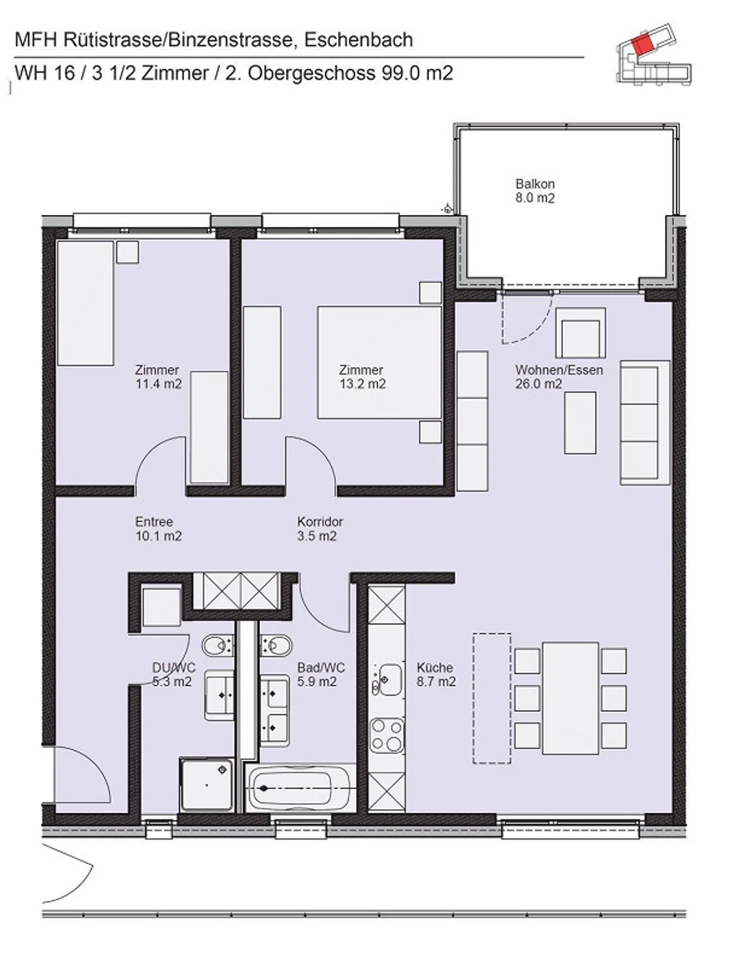 Appartement moderne de 3.5 pièces dans un emplacement central - Photo 7 sur 7