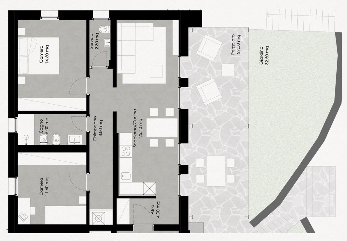 12 B - Appartement de 3.5 pièces avec Pergola et Jardin Privé - Photo 8 sur 11