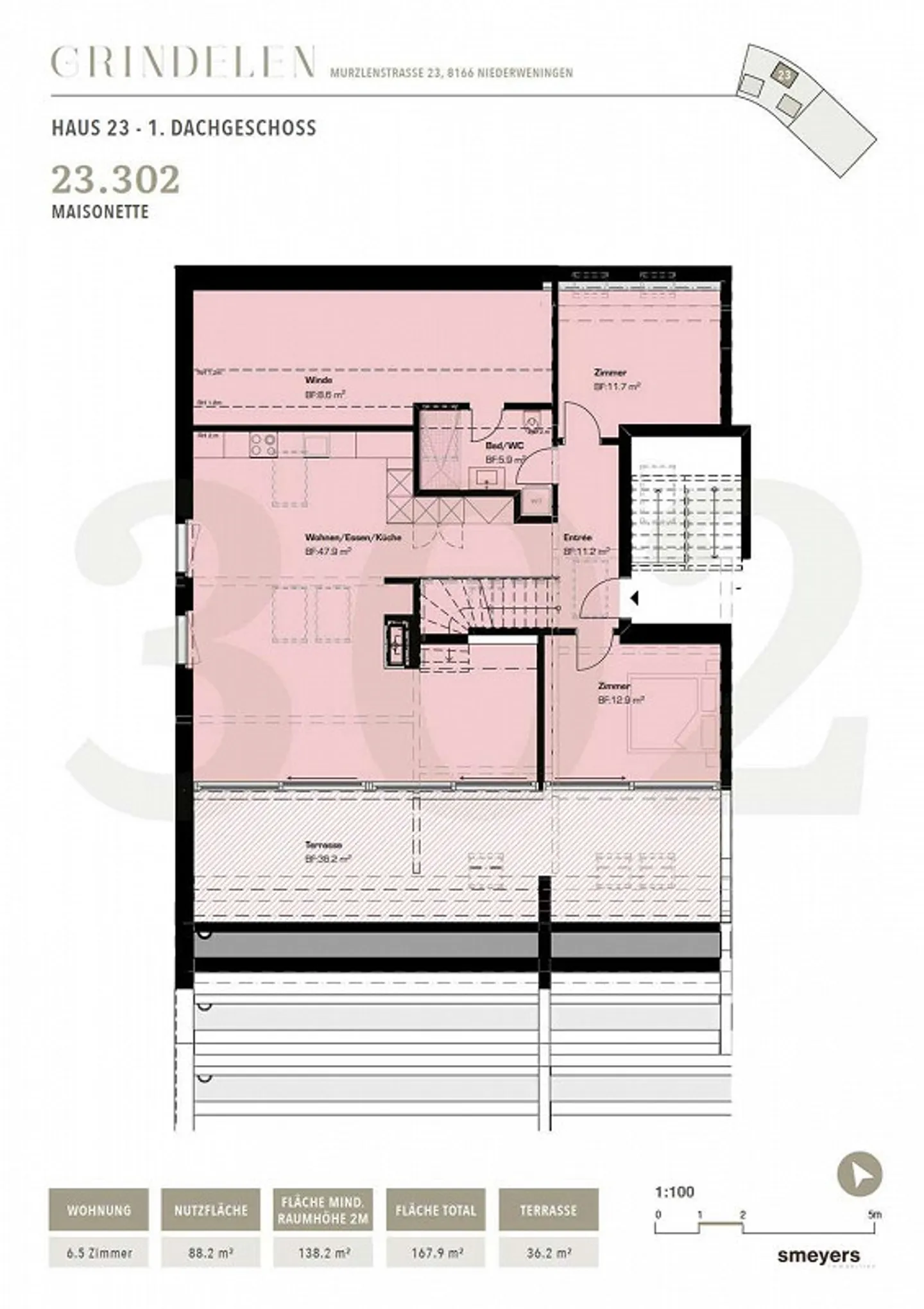 Appartement en duplex moderne et lumineux de 6,5 pièces avec une grande terrasse de 36,2 m² - Photo 24 sur 25