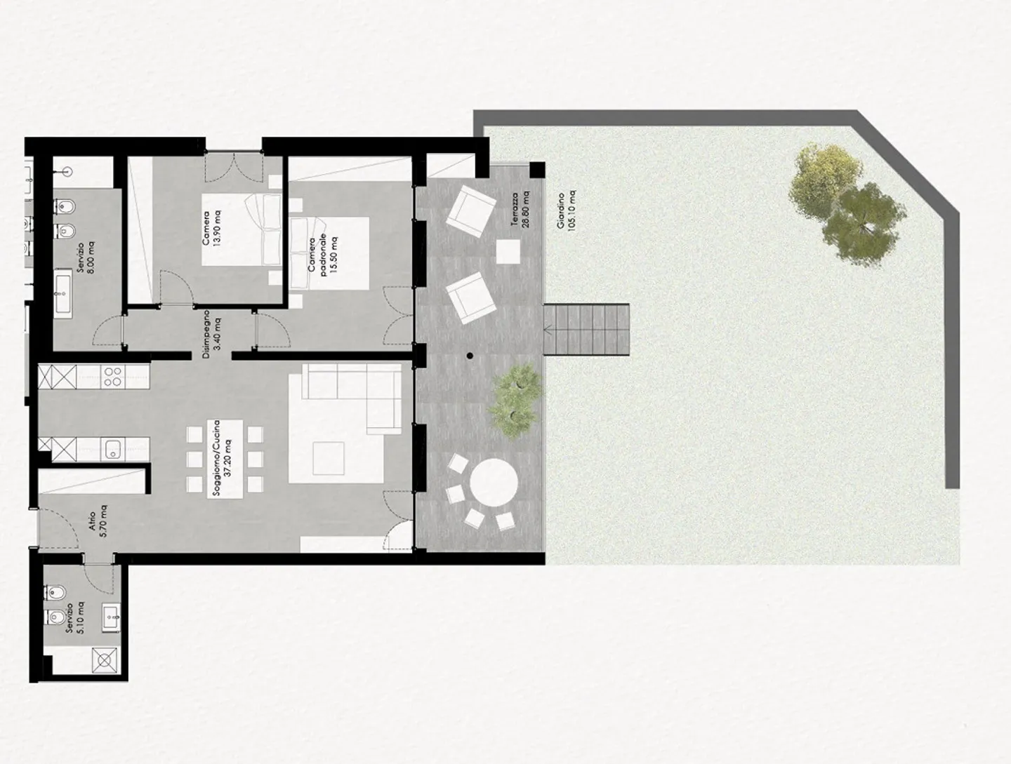 3.5 Appartamento vista lago con terrazza e giardino - Residenza Lum... - Foto 6 di 6