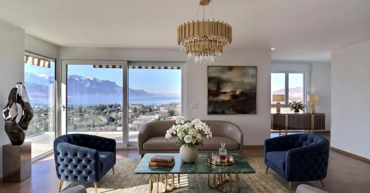 SPACIOUS 5.5-ROOM APARTMENT WITH GRAND VIEW OF THE LAKE AND MOUNTAINS - Photo 3 of 11