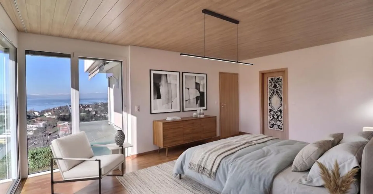SPACIOUS 5.5-ROOM APARTMENT WITH GRAND VIEW OF THE LAKE AND MOUNTAINS - Photo 7 of 11