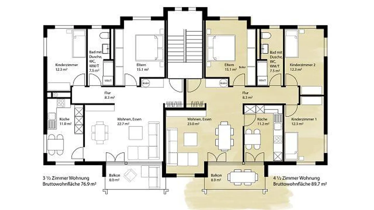 Appartamento attraente di 4,5 locali in una posizione tranquilla - Foto 9 di 11