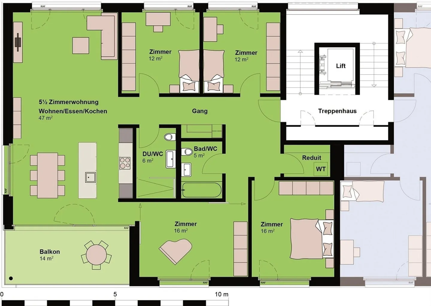 Appartement lumineux de 5½ pièces, situé au calme et ensoleillé - E101 - Photo 4 sur 14