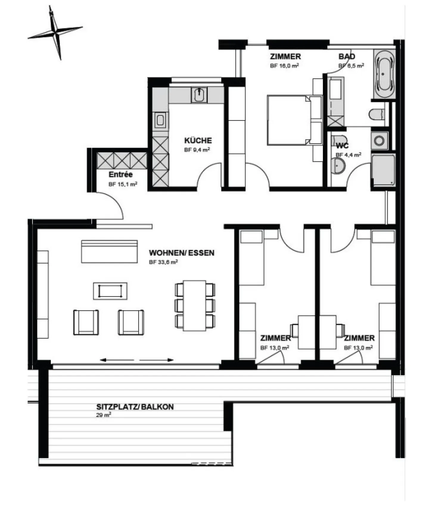 4 1/2 Room Apartment with Large Sunny Balcony! - Photo 7 of 7