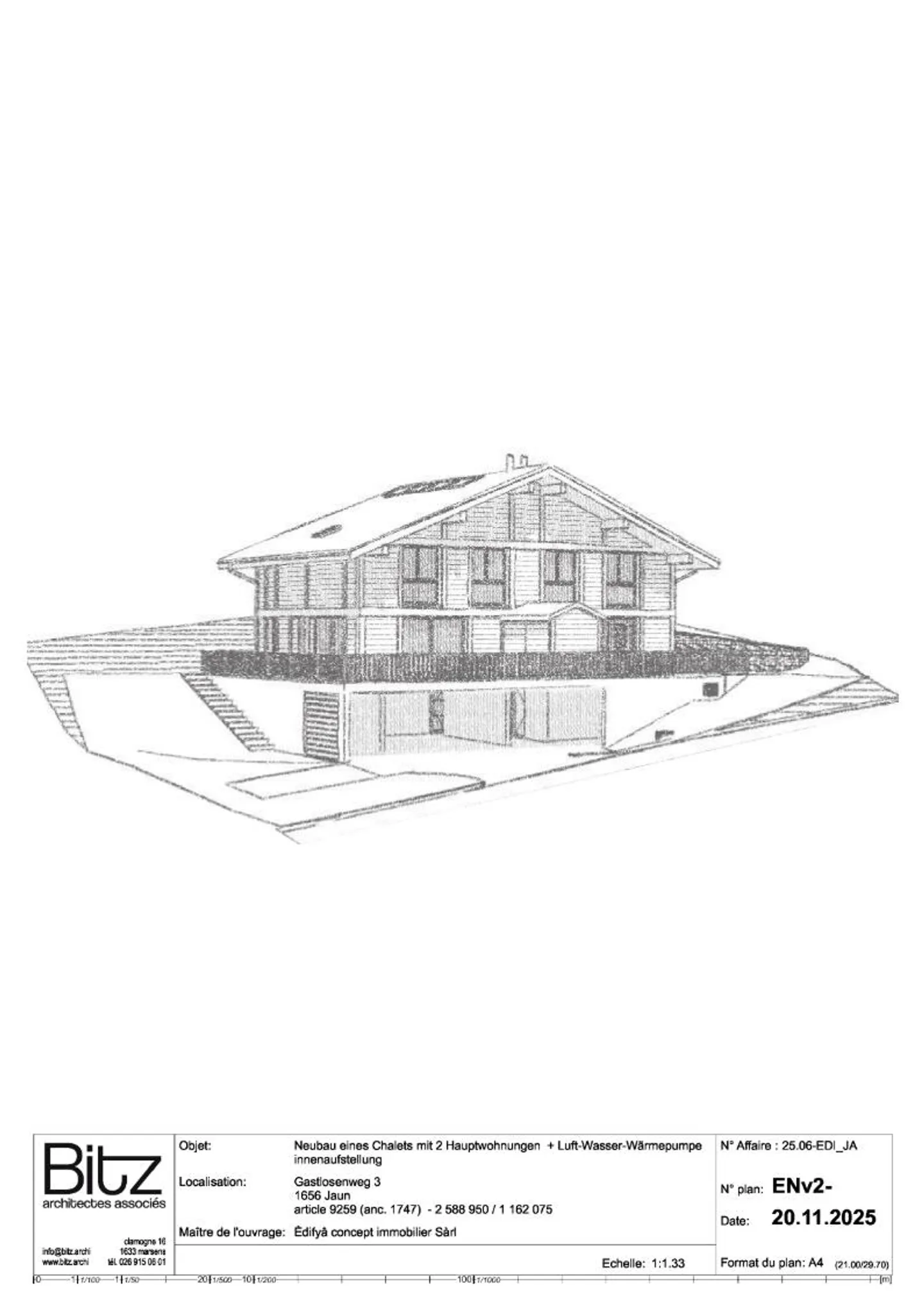 Chalet mitoyen avec permis de construire - Jaun - Photo 3 sur 3