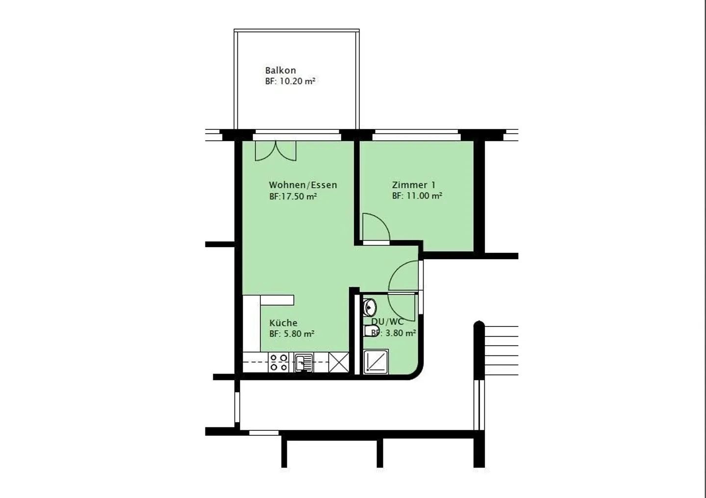 Appartement 2.5 pièces avec vue verte couverte - Photo 8 sur 8