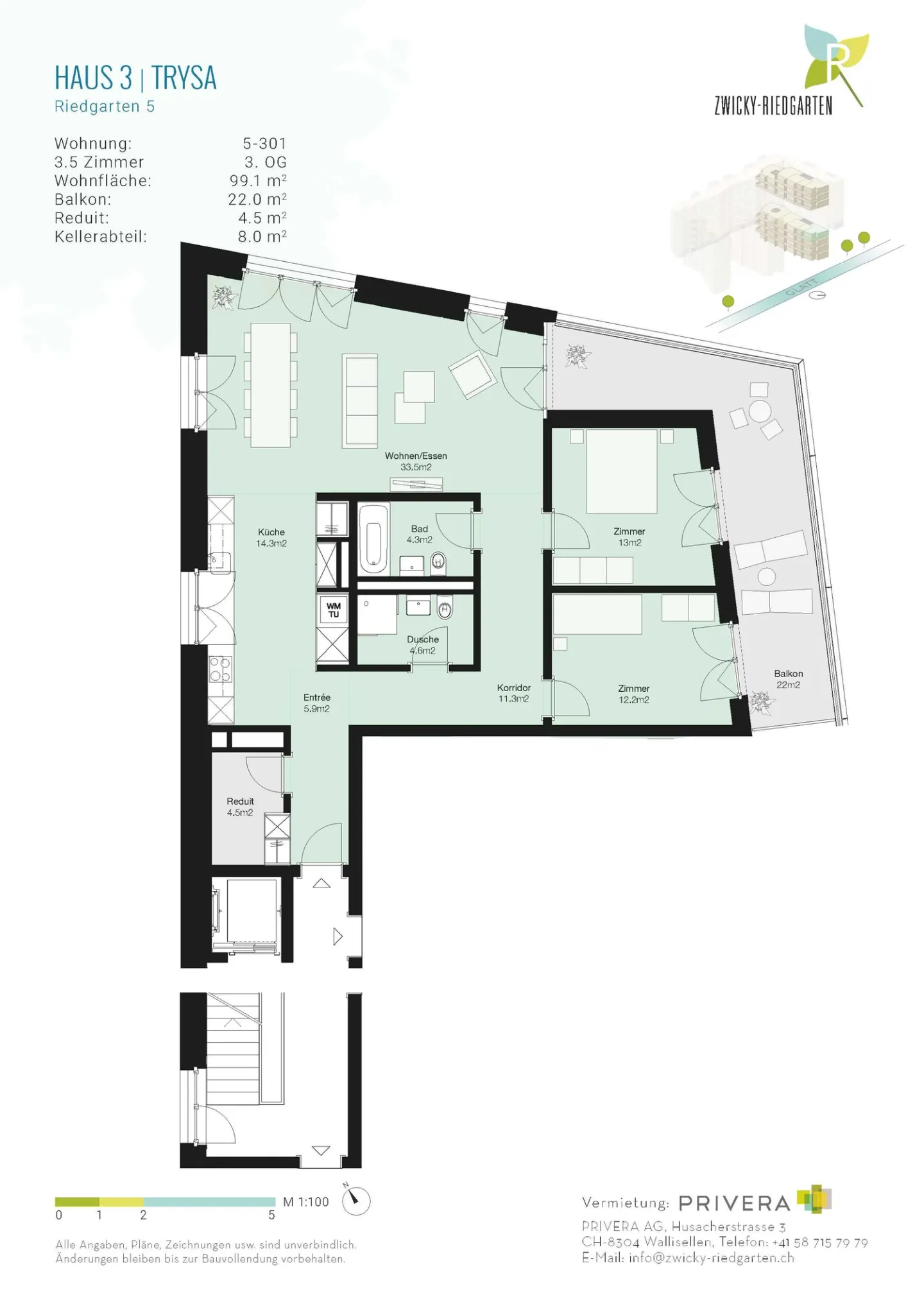 Exklusive Wohnung mit Glattblick - Foto 2 von 2