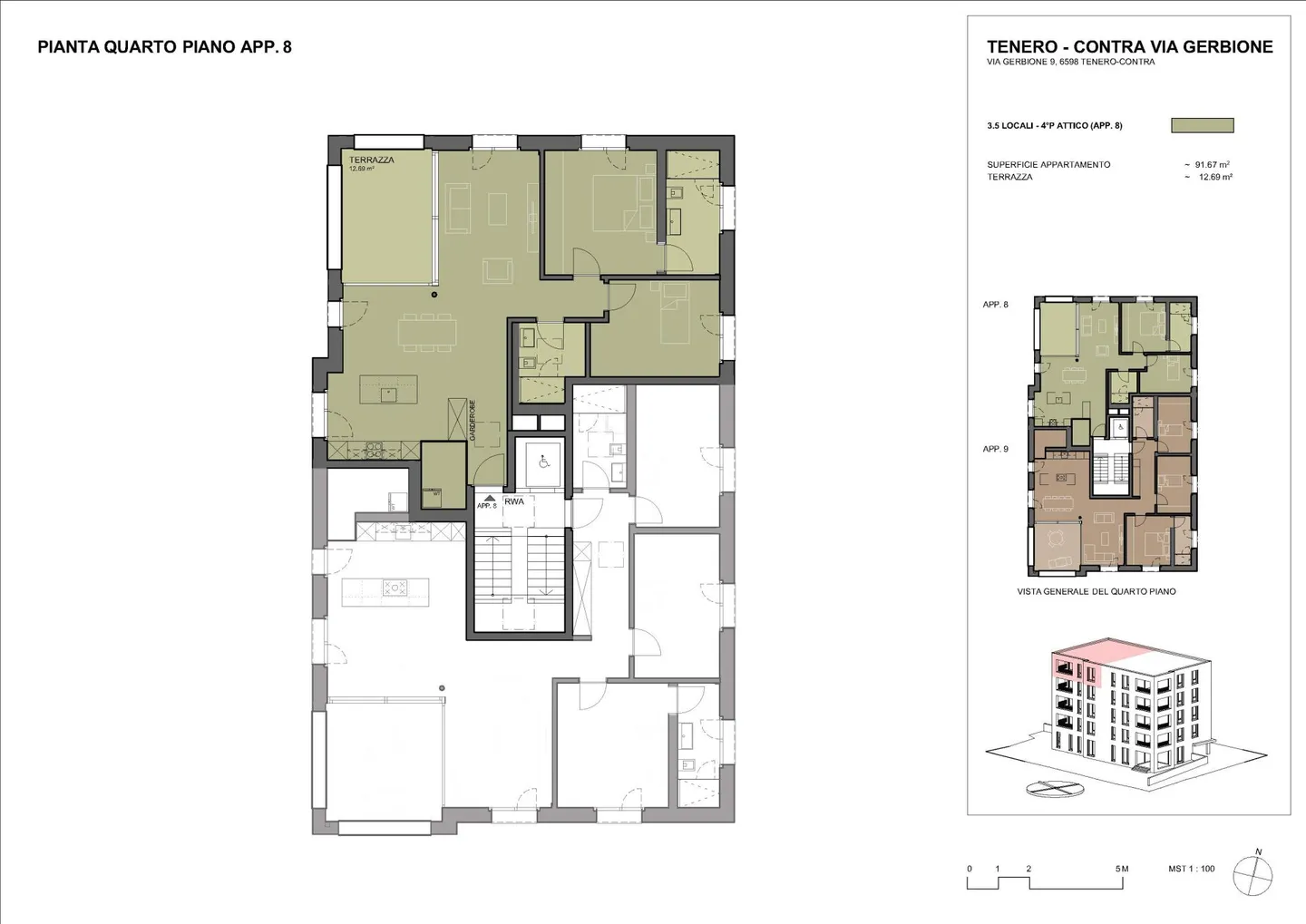 Residence Gerbio - App. 8 - 3.5 Rooms - 4th Floor - Photo 1 of 6