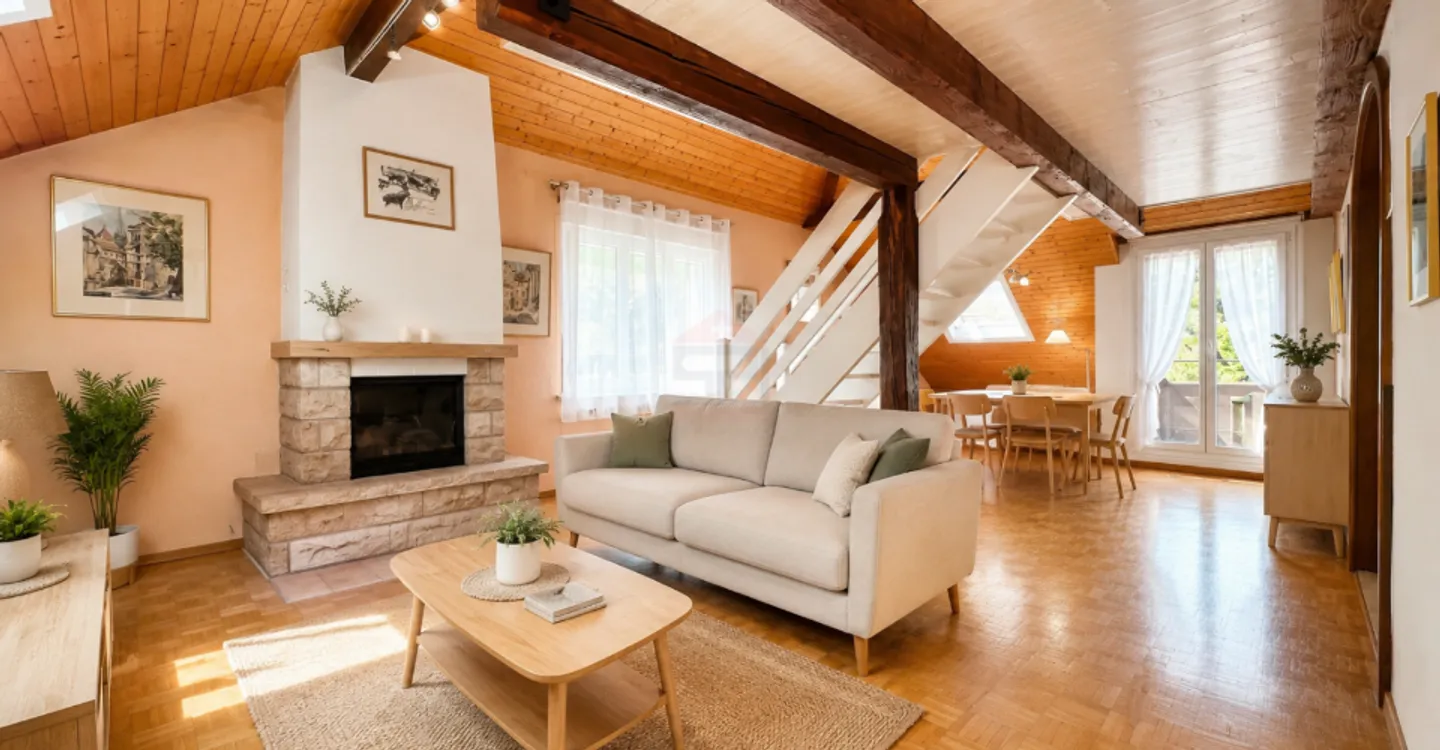 Penthouse with 4 rooms and 113 m² in the center of Bernex - Photo 2 of 7