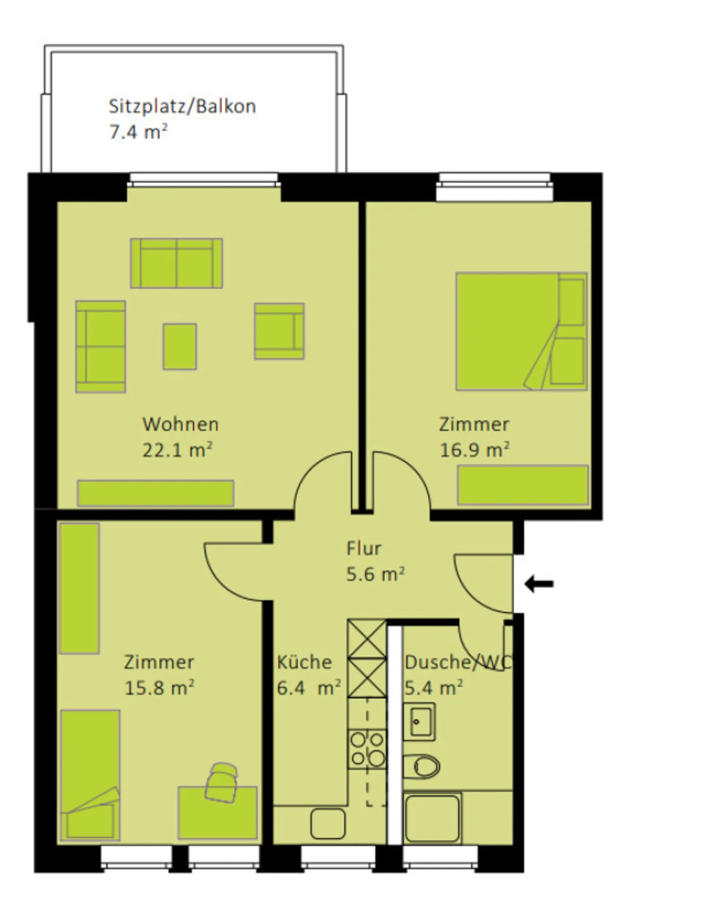 Helle 3-Zimmer Wohnung in Meilen - Foto 7 von 7