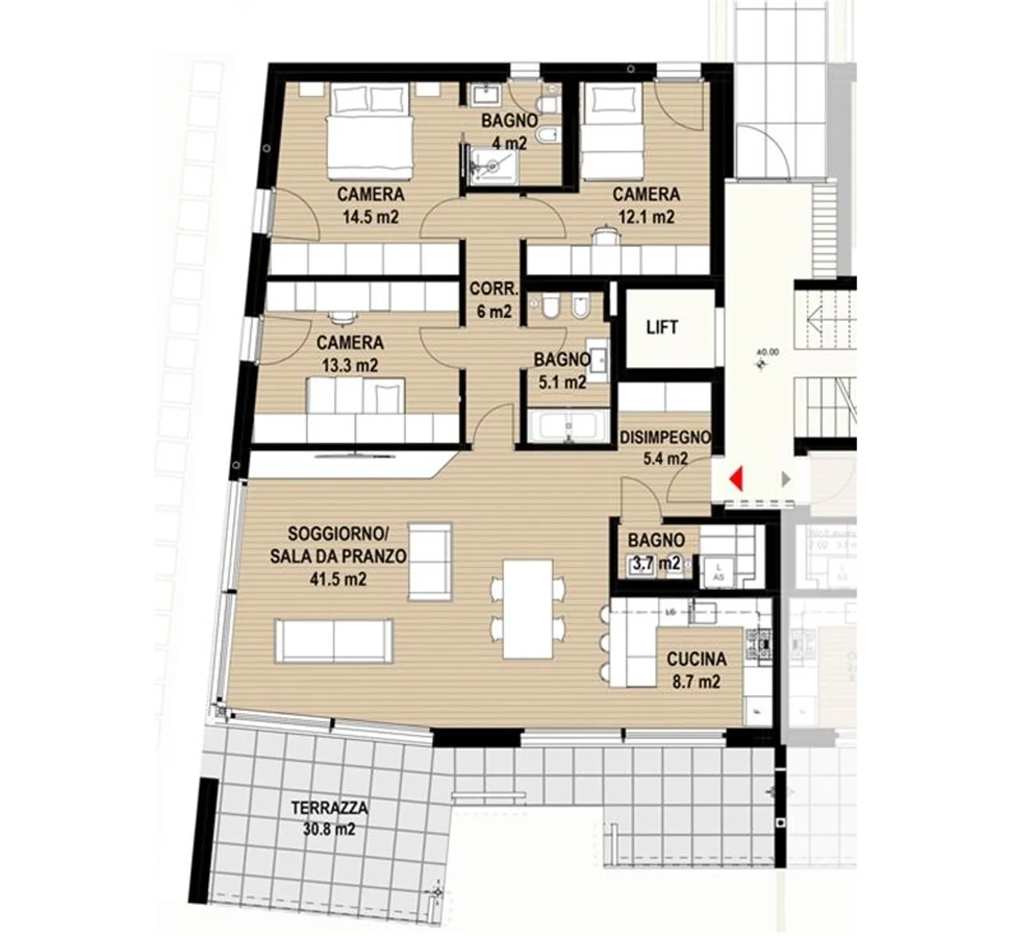 Montagnola, geräumige und moderne 4.5-Zimmer-Wohnung mit privatem Garten - Foto 17 von 20
