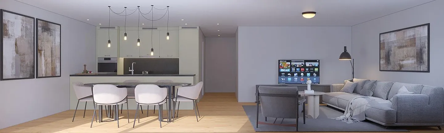 Moderne 3.5-Zimmer-Wohnung mit grosser Terrasse und Grünfläche in Brig - Foto 3 von 6